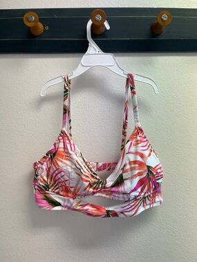 Shade & Shore Pink, Orange & Green Tropical-Print Bikini Top